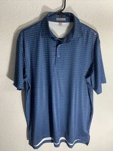 Peter Millar Sommer Komfort Performance Golf Polo Herren mittelblau Stern geometrisch - Bild 1 von 6
