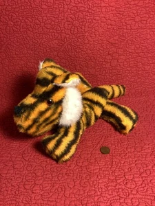 12 Zoll Vintage Tiger Sitzsack Echtfell Tuffs im Gesicht Plüsch Stofftier - Bild 1 von 4