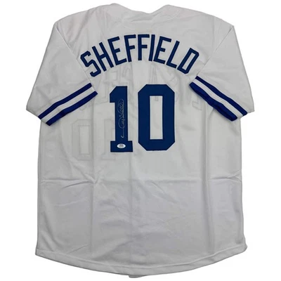 Autographed/Signed Gary Sheffield Los Angeles White Baseball Jersey PSA/DNA COA - Image 1 of 4