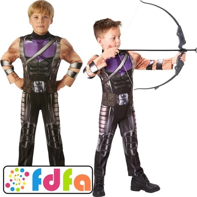Rubies Official Hawkeye Avengers Assemble Boys Kids Fancy Dress Costume New - Image 1 of 4