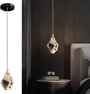 Gold Pendant Light 3 Color LED Crystal Pendant Light With Adjustable Height - Picture 1 of 5