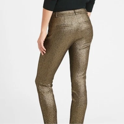 BANANA Republic 中腰紧身金属金色斯隆裤 | 8 码 — 第 1/4 张图片