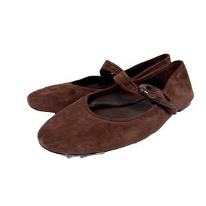 Larroude schokobraune Wildleder Verona Mary Jane Ballerinas Größe 10 Handarbeit - Bild 1 von 13