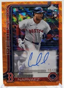 2025 TOPPS CHROME CARLOS NARVAEZ RC ORANGE WAVE REFRACTOR On Card AUTO 10/25 RC - Picture 1 of 3