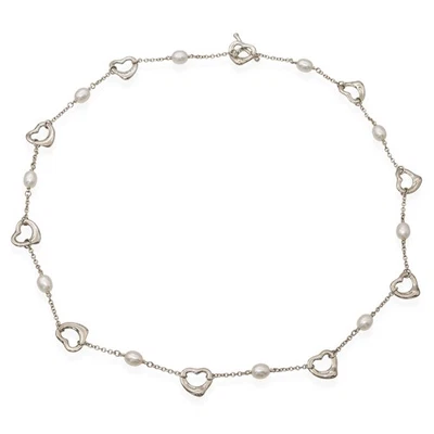 Tiffany & Co. Elsa Peretti Sterling Silver & Pearl Open Heart Necklace - Image 1 of 4