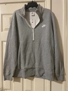 Nike Club Brushed-Back 1/2 Zip Men's Fleece Pullover DD4732-066 Gray Size XL - Picture 1 of 7