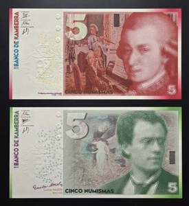 Kamberra 5 Numismas 2 x UNC Banknote Set - 2011 Mozart Mahler - Picture 1 of 2