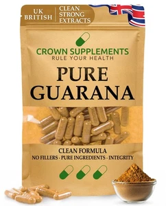 Pure Guarana Capsules | Quality Clean Extract | Crown Supplements UK - Picture 1 of 2