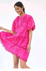 ANTHROPOLOGIE Tallulah Eyelet Mini Dress  PINK Size XS - Picture 1 of 12