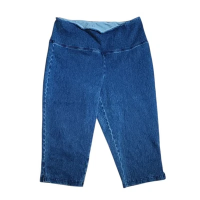 Women With Control Pants Womens Size M Medium Pull On Leggings Denim Look Crop - Image 1 of 4