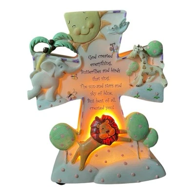 Roman “God Created Everything” Animal Cross Nursery Baby Child Night Light Lamp - Image 1 of 4