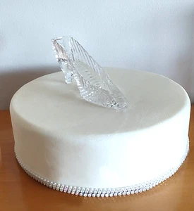 Vintage Irish Crystal Glass Slipper Heel Shoe Decor Cinderella 6" Cake Topper - Picture 1 of 3