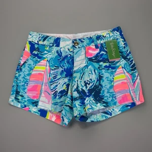 Nuevo con etiquetas Pantalones Cortos Lilly Pulitzer Callahan Para Mujer Talla 2 Azul Brillante Estampado Hey Bay Bay Bay - Imagen 1 de 10