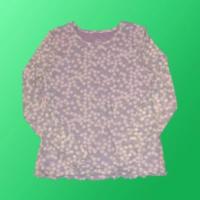 Girls Mesh Long Sleeve Purple Flower Top Size XL 14/16 - Image 1 of 4