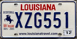 Original USA Autokennzeichen LOUISIANA Neu Typ BICENTENARIO 1815-2015 New Orleans - Bild 1 von 4