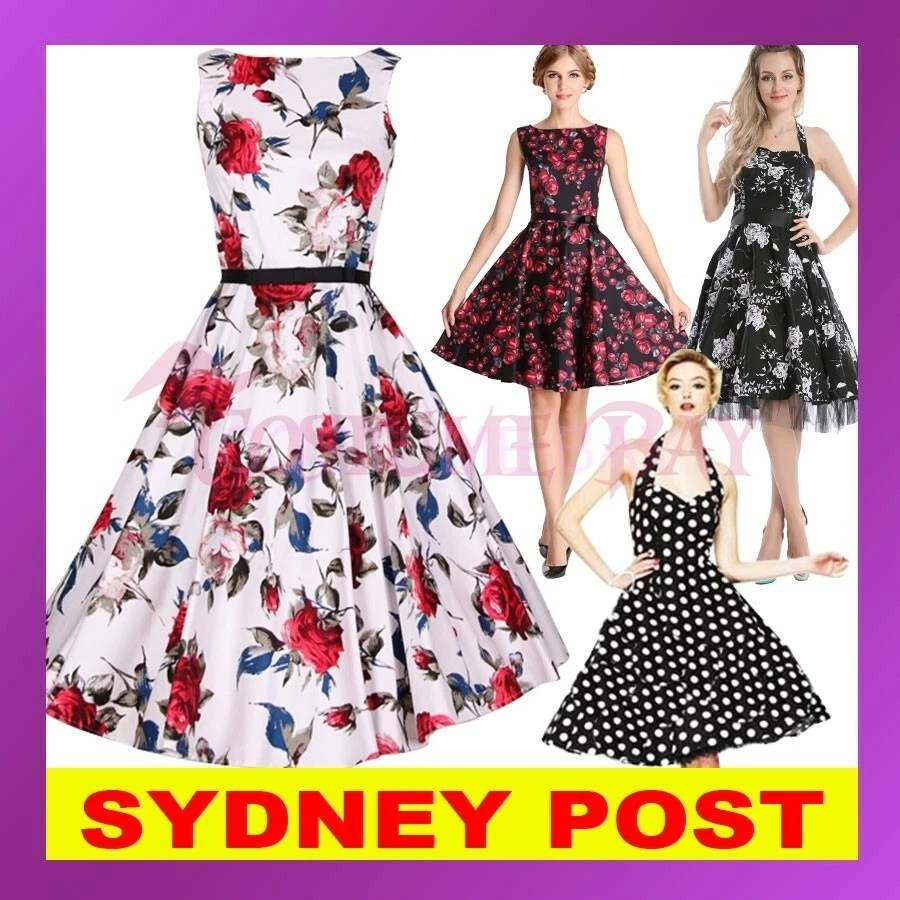 Rockabilly 50s Vintage Evening Retro Pinup Swing Cocktail Dance Formal Dress - image 1 of 1