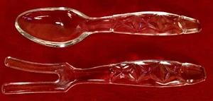 Beautiful Crystal Glass Serving SPOON and FORK Holidays or Special Occasion 9" - Picture 1 of 2