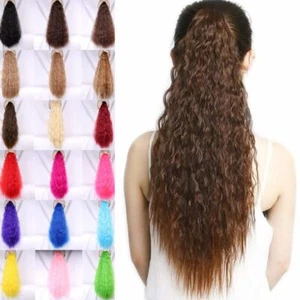 Long Wavy Ponytail Synthetic Ponytail Clip In Extension Colorful Hairpieces - Picture 1 of 30