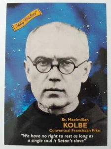 ✟ Tarjeta coleccionable católica de San Maximiliano Kolbe (1993 Aziriah Co) - Imagen 1 de 2