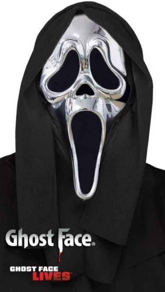 Official Ghost Face Chrome Scream Mask Halloween Fancy Dress Costume Accessory - Image 1 of 1