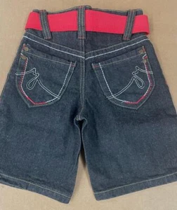 Quad Seven Dark Gray Jeans Boys Short QS48727 with Red Belt Sizes 4, 5 & 6 - Picture 1 of 2