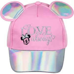 Minnie Mouse Deluxe Baseball Cap with Shiny Ears and Visor Pink - Picture 1 of 1
