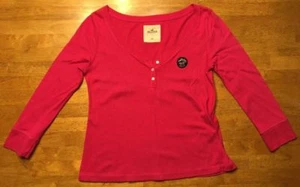 Hollister Women's Pink 3/4 Sleeve Button Down Henley Shirt - Size: XS - Picture 1 of 12