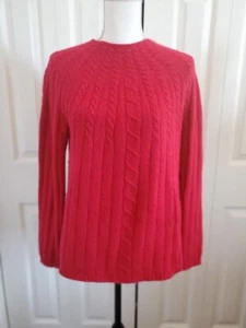 Vtg Red Angora Lambswool Sweater Womens Small Cable Knit Christmas White Stag - Picture 1 of 6