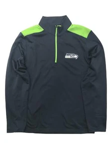 Team Apparel Mens Blue & Green Seattle Seahawks Football 1/4 Zip Jacket - Picture 1 of 1