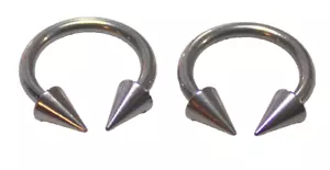 Pair 12g 1/2 horseshoe 5x7mm Spike Ear Helix Nose Ring 316L Surgical Steel Sexy - Picture 1 of 1