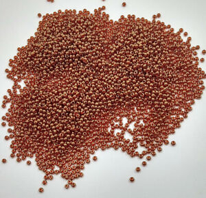 Vintage Glass Seed Beads Gold Luster Transparent Red Toho 28 Grams Size 11/0