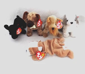 5 Ty Beanie Baby Dogs Arrugas 96, Odie 04, Herder 02, Schnizel 02, Scottie 96 - Imagen 1 de 14