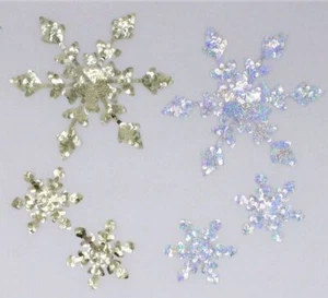 Sequin Patch: Set of 3 Silver/Gold Snowflake - Picture 1 of 1