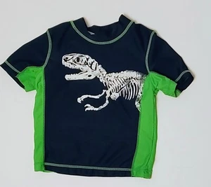 Top de natación Carter's azul marino/verde T-Rex Dino protección contra erupciones talla 24 meses cuello falso - Imagen 1 de 3