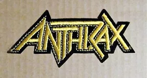 ANTHRAX VINTAGE 90'S BLACK AND GOLD LOGO EMBROIDERED SEW ON PATCH - Picture 1 of 3