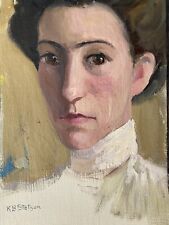 Vtg Katharine Beecher Stetson ORIGINAL Oil Painting Woman’s Portrait 1910 SIGNED