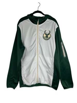GIII Carl Banks NBA Milwaukee Bucks Large Men's Full Zip Hooded Sweatshirt Green - Image 1 of 4