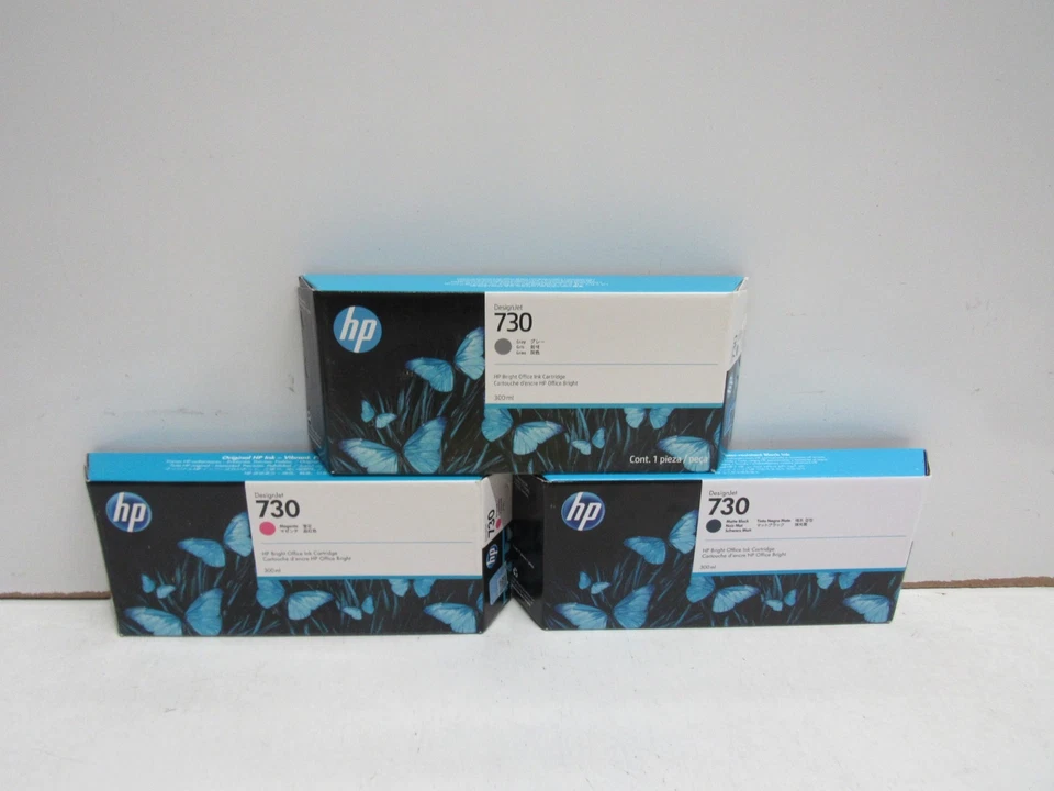 LOTE DE 3! CARTUCHO DE TINTA ORIGINAL HP 730 (P2V69A/P2V71A/P2V72A) 300 ML Foto 1 de 1