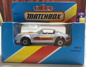 Matchbox MB16 Gray T-Top Pontiac Firebird w/Bird - 1983 Blue Window Box Die Cast - Picture 1 of 6