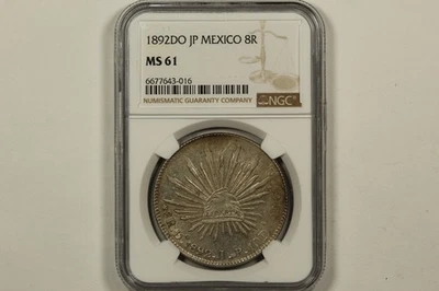 1892-Do Mexico 8 Reales NGC MS61 Durango - Image 1 of 3