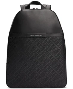 Mochila Tommy Hilfiger de cuero sintético con monograma para hombre - negra - Imagen 1 de 4