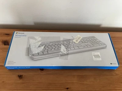 Microsoft Wired USB Keyboard 600 UK QWERTY Layout Spill Resistant White - Image 1 of 4