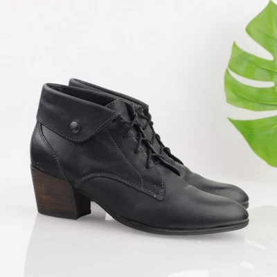 Taos Womens Scribe Boot Size 41 10 Black Leather Lace Up Block Heel Bootie Indie - Image 1 of 4