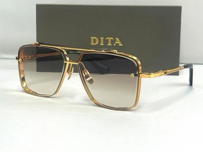 Dita Mach-Six DTS121 62-01 Gold Metal Aviator Sunglasses Yellow Gradient Lens - Image 1 of 4