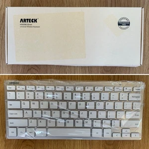 Arteck HW098 Universal Wireless Keyboard Silver Bluetooth Slim – New Open Box - Picture 1 of 5