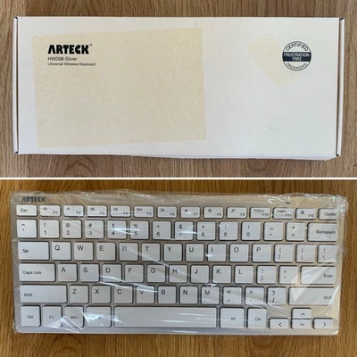 Arteck HW098 Universal Wireless Keyboard Silver Bluetooth Slim – New Open Box - Image 1 of 4