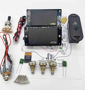 EMG 81/85 Active 3 POT Humbucker Pickup Set Nero Alta Uscita Chitarra Elettrica - Foto 1 di 4