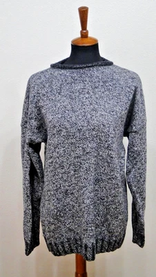 Suéter Carraig Donn Merino para mujer L negro/blanco tejido con cable pulóver 100 % lana Foto 1 de 4