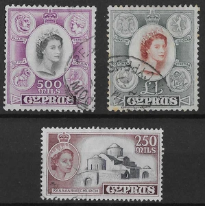 Chipre 1953 valores máximos definitivos SG185-187 usado - Imagen 1 de 2