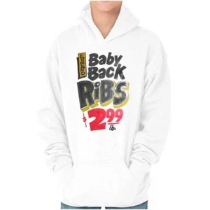 Retro Baby Back Ribs Supermarket Food Poster Youth Hooded Sweatshirt Boy or Girl - Picture 1 of 7